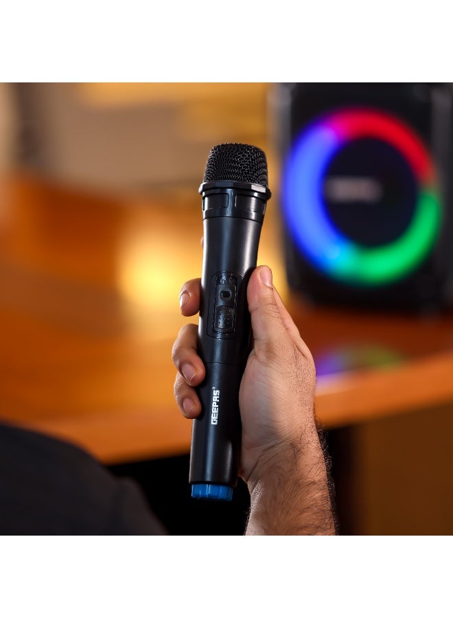 GEEPAS Portable And Rechargeable Party Speaker- GMS11161| Bluetooth, TWS Function and FM Radio| Lightweight and Portable Design, With Color Control LED Light |Multiple Mode Selections and Menu Function| Black, 2 Years Warranty - Image 4